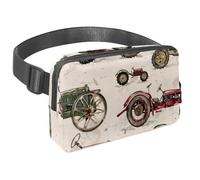 Sac banane pour homme et femme - Sac banane fin pour la marche, le jogging, la randonnée, les voyages, l'entraînement - Tracteurs vintage et machines agricoles, multicolore, 1.5x9.0x5.9in/4x23x15cm,