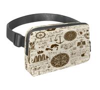 Sac banane pour homme et femme - Sac banane fin pour la marche, le jogging, la randonnée, les voyages, l'entraînement - Symboles d'ancres nautiques vintage, multicolore, 1.5x9.0x5.9in/4x23x15cm, Sacs
