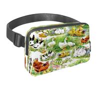 Sac banane pour homme et femme - Sac banane fin pour la marche, le jogging, la randonnée, les voyages, l'entraînement - Aquarelle canetons, poulets, œufs de lièvre, multicolore,