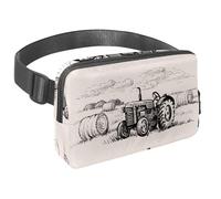 Sac banane pour homme et femme - Sac banane fin pour la marche, le jogging, la randonnée, les voyages, l'entraînement - Tracteur vintage sur les terres agricoles, multicolore, 1.5x9.0x5.9in/4x23x15cm,