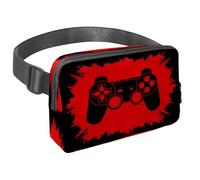 Sac banane pour homme et femme - Sac banane fin pour la marche, le jogging, la randonnée, les voyages, l'entraînement - Joystick de jeu sur fond rouge grunge, multicolore, 1.5x9.0x5.9in/4x23x15cm,