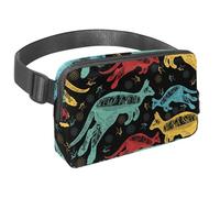 Sac banane pour homme et femme - Sac banane fin pour la marche, le jogging, la randonnée, les voyages, l'entraînement - Kangourou Mon et bébé, multicolore, 1.5x9.0x5.9in/4x23x15cm, Sacs banane