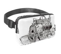 Sac banane pour homme et femme - Sac banane fin pour la marche, le jogging, la randonnée, les voyages, l'entraînement - Pompe à vapeur vintage sur chariot, multicolore, 1.5x9.0x5.9in/4x23x15cm, Sacs