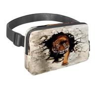 Sac banane pour homme et femme - Sac banane fin pour la marche, le jogging, la randonnée, les voyages, l'entraînement - Tiger Walk from Destroyed Wall, multicolore, 1.5x9.0x5.9in/4x23x15cm, Sacs