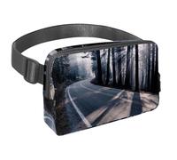 Sac banane pour homme et femme - Sac banane fin pour la marche, le jogging, la randonnée, les voyages, l'entraînement - Sunrise Road Along The Trees, multicolore, 1.5x9.0x5.9in/4x23x15cm, Sacs banane