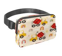 Sac banane pour homme et femme - Sac banane fin pour la marche, le jogging, la randonnée, les voyages, l'entraînement - Camion de ciment de construction de dessin animé, multicolore,