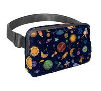Sac banane pour homme et femme - Sac banane fin pour la marche, le jogging, la randonnée, les voyages, l'entraînement - Space Doodle Planet Rocket Moon and Sun, multicolore, 1.5x9.0x5.9in/4x23x15cm,