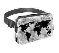 Sac banane pour homme et femme - Sac banane fin pour la marche, le jogging, la randonnée, les voyages, l'entraînement - Carte du monde grunge, multicolore, 1.5x9.0x5.9in/4x23x15cm, Sacs banane