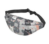 Sac banane pour homme et femme - Sac banane imperméable - Motif pingouin mignon - Pour la course à pied, le voyage et le sport, Joli motif amusant de chats gris, Taille unique