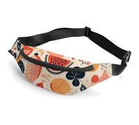 Sac banane pour homme et femme - Sac banane imprimé orange avec sangle réglable, Un groupe de motifs, 36*15cm, Art Déco