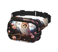 Sac banane pour homme et femme - Sac banane mignon avec bandoulière réglable - Motif hibou, fleurs et écureuil