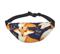 Sac banane pour homme et femme - Sac banane mignon noir avec sangle réglable - Sac banane tendance pour voyage, Adorable renard en forme de fleur, Taille unique