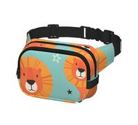 Sac banane pour homme et femme - Sac banane pour randonnée, course à pied, vélo, gym, sports de plein air, voyage, motif lions, cœurs et étoiles