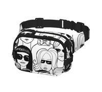 Sac banane pour homme et femme, sac banane pour voyage, course à pied, sac banane, griffonnage, foule avec lunettes de soleil