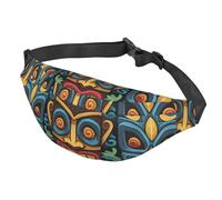 Sac banane pour homme et femme - Sac banane réglable à motif de masque Tiki coloré pour voyage, noir, taille unique, Noir , Taille unique