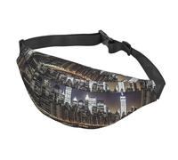 Sac banane pour homme et femme - Sac banane réglable à motif ondulé optique, New York Night, Taille unique