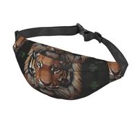 Sac banane pour homme et femme - Sac banane réglable avec tigre et pattes - Sac à bandoulière pour voyage, noir, taille unique, Noir , Taille unique