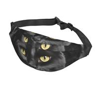 Sac banane pour homme et femme - Sac banane réglable - Motif chat noir sur fond noir - Sac à bandoulière pour voyage, noir, taille unique, Noir , Taille unique