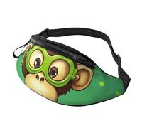 Sac banane pour homme et femme - Sac banane réglable - Motif singe intelligent - Vert