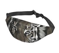 Sac banane pour homme et femme - Sac banane réglable - Motif tigre noir et blanc - Pour voyage, noir, taille unique, Noir , Taille unique