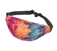 Sac banane pour homme et femme - Sac banane réglable - Peinture à l'aquarelle colorée - Sac à bandoulière pour voyage, noir, taille unique, Noir , Taille unique