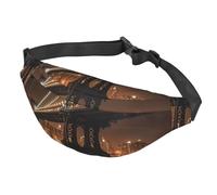 Sac banane pour homme et femme, sac banane réglable pour voyage, motif pont de Manhattan, New York, noir, taille unique, Noir , Taille unique