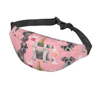Sac banane pour homme et femme - Sac banane réglable - Sac banane à bandoulière - Mouettes au bord du lac au coucher du soleil, Schnauzer, Taille unique