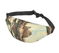 Sac banane pour homme et femme - Sac banane réglable - Sac banane à bandoulière - Petit bouledogue blanc, Petit éléphant sur un arbre, Taille unique
