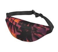 Sac banane pour homme et femme - Sac banane réglable - Sac banane avec palmier et coucher de soleil, Palmier Sunset, Taille unique