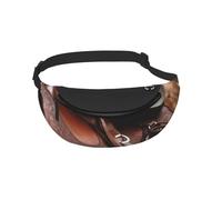 Sac banane pour homme et femme - Selle de cheval avec chapeau de cowboy imprimé sauvage - Sac banane pour promener le chien - Pour voyage, sport, course à pied, randonnée, jogging, gym, Noir , Taille