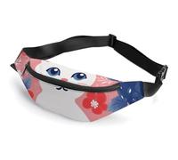 Sac banane pour homme et femme - Style baie et chat - Sac banane de sport avec sangle réglable - Pour voyage, course à pied, entraînement, blanc, 36 x 15 cm, blanc, 14.2x5.9 Inches