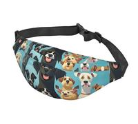 Sac banane pour homme et femme - Taille réglable - Grand groupe de chiens - Sac à bandoulière pour voyage, noir, taille unique, Noir , Taille unique