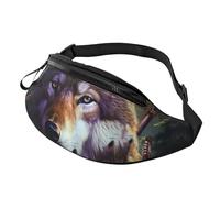 Sac banane pour homme et femme - Taille réglable - Motif loups et attrape-rêves - Sac banane partout