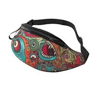 Sac banane pour homme et femme - Taille réglable - Motif monstre abstrait - Sac banane partout