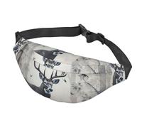 Sac banane pour homme et femme - Taille réglable - Pour karaté, Silhouette de cerf de chasse, Taille unique