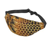 Sac banane pour homme et femme - Taille unique - Réglable - Motif abeilles sur la ruche - Noir, Noir , Taille unique
