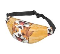 Sac banane pour homme et femme - Taille unique - Réglable - Motif chien corgi mignon - Noir, Noir , Taille unique