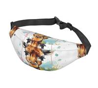 Sac banane pour homme et femme - Taille unique - Réglable - Motif girafe - Aquarelle mignonne - Noir, Noir , Taille unique