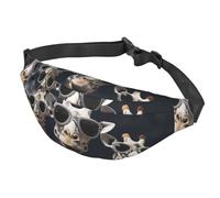 Sac banane pour homme et femme - Taille unique - Réglable - Trois girafes portant des lunettes de soleil - Noir, Noir , Taille unique