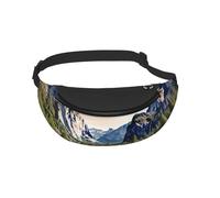 Sac banane pour homme et femme Yosemite National Park imprimé Sac banane pour promener le chien Sac banane pour voyage, sport, course à pied, randonnée, jogging, gym, Noir , Taille unique