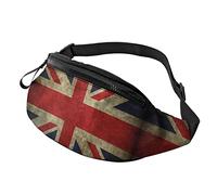 Sac banane pour homme ou femme - Motif drapeau du Royaume-Uni - Pour festival, entraînement, voyage, course à pied, sport, téléphone, Noir , Taille unique, Sacs banane