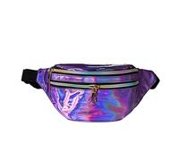 Sac banane pour hommes et femmes brillant PU sac banane multi fonctionnel couleur unique épaule body bag The College Student, violet, taille unique