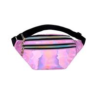 Sac banane pour hommes et femmes brillant PU sac banane multi fonctionnel couleur unique épaule body bag The College Student, Rouge, taille unique