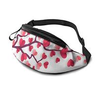 Sac Banane pour Hommes Femmes, Saint Valentin Love Heart Trees Ceinture Réglable Sling Poitrine pour Voyage Randonnée Cyclisme Course à Pied