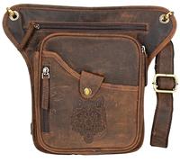 Sac banane pour motard avec logo loup - Avec sangle de cuisse, marron, Mittelgroße, rétro