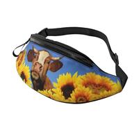 Sac banane pour sports de plein air avec drapeau du Canada et sac de poitrine décontracté, sac banane unisexe réglable pour randonnée/course à pied/cyclisme, Peinture Vache Tournesol, Taille unique