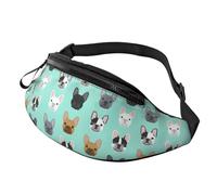 Sac banane pour sports de plein air avec drapeau du Canada et sac de poitrine décontracté, sac banane unisexe réglable pour randonnée/course à pied/cyclisme, Joli bouledogue français, Taille unique