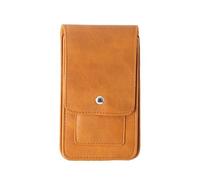 Sac banane pour téléphone portable pour homme, porte-cartes à rabat magnétique, pochette de ceinture portable avec porte-cartes pour les sorties (jaune marron)
