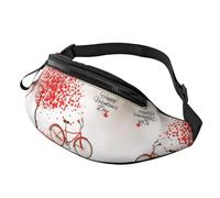 Sac banane pour vélo de Saint-Valentin avec motif arbre rouge cœur pour homme et femme, sac banane en polyester imprimé pour voyage, marche, sport avec sangle réglable, Noir , Taille unique