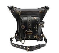 Sac banane punk à œillets pour femme en cuir PU décontracté, Comme description détaillée, As detailed description